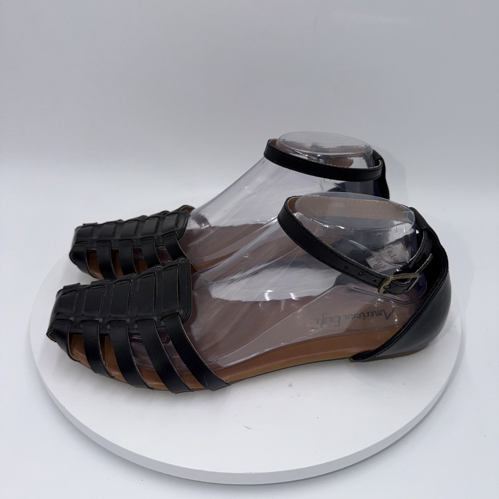 American Eagle Outfitters Fisherman Sandal Women 9.5 Black Vegan Leather VTG Y2K